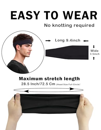 Non-Slip Sweatband for Men and Women - Moisture-Wicking Sports Headband - Black