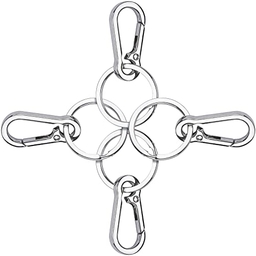 4-Pack Multipurpose Keychain Carabiner Clips with 1.25-Inch Steel Keyrings