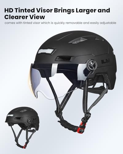Adult Bike Helmet with LED Light - Matte Black, Large-X-Large