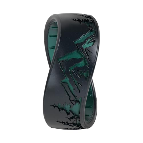 Enso Rings Etched Classic Silicone Ring - Nature Collection, Peak Black Pearl/Emerald, Size 11