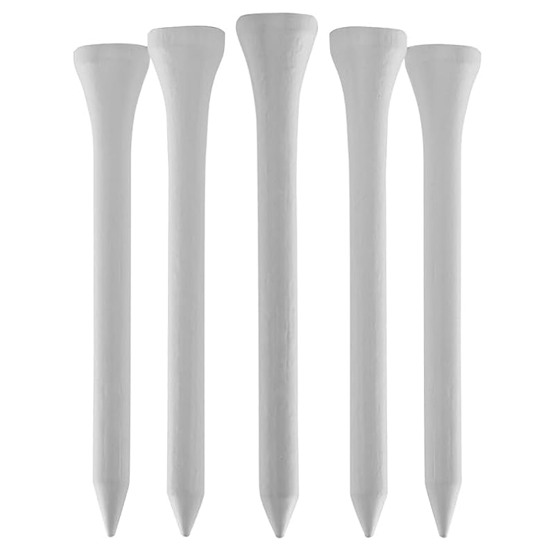 70mm Durable Bamboo Golf Tees - Pack of 50 - White