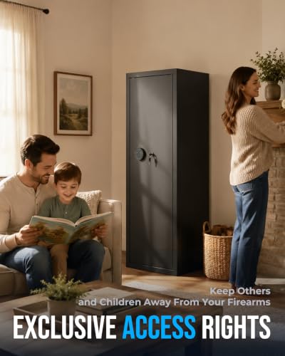 Biometric Gun Safe for Rifles and Pistols - Black, Quick Access, 12-15 Gun Capacity