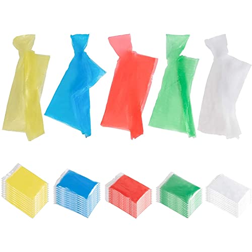 Juvale Disposable Rain Ponchos for Adults - 50 Pack, 50 x 40 in, Rainbow & Clear - Hooded Waterproof Ponchos for Women & Men - Festival & Theme Park Essentials - Packable Travel Rain Poncho