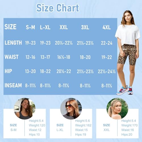 High Waist Biker Shorts for Women with Pockets - 8 Inch, Size XX-Large, Black/Grey/Navy/Wine/Olive, 5 Pack