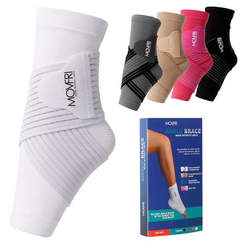 Adjustable Compression Ankle Brace for Men & Women - One Size White