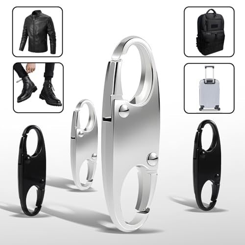 Anti-Theft Zipper Clips - Double Opening Carabiner, Set of 20 - Black & Silver