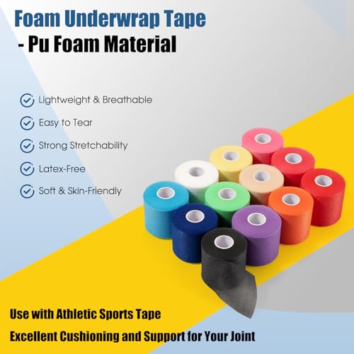 Pre Wrap Athletic Tape - 2.76 In x 30 Yds Foam Underwrap, Dark Blue - 2 Pack