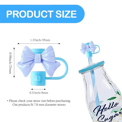 Silicone Bow Straw Covers for Starbucks Cups - 6 Pack