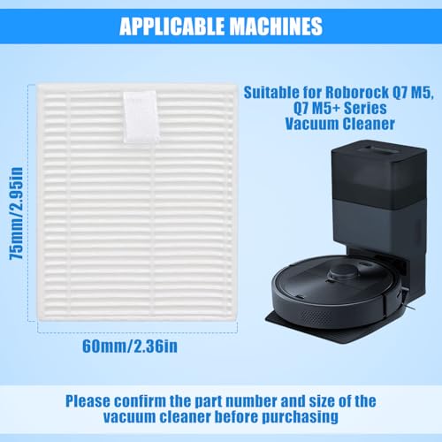 Replacement Filters For Roborock Q7 M5 / Q7 M5+ / Q7 L5 / Q7 L5+ Vacuum Cleaner HEPA Filter - Filter Household Cleaning Sweeper Filter, Filter Washable and Reusable (4Pcs White)