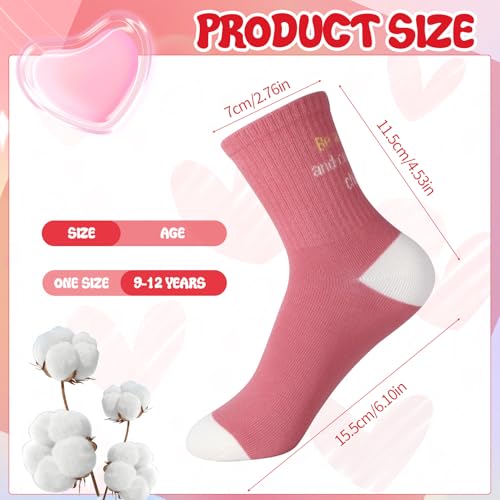 Kids Girls Crew Athletic Socks - 5 Pairs, Pink & White, Ages 9-12