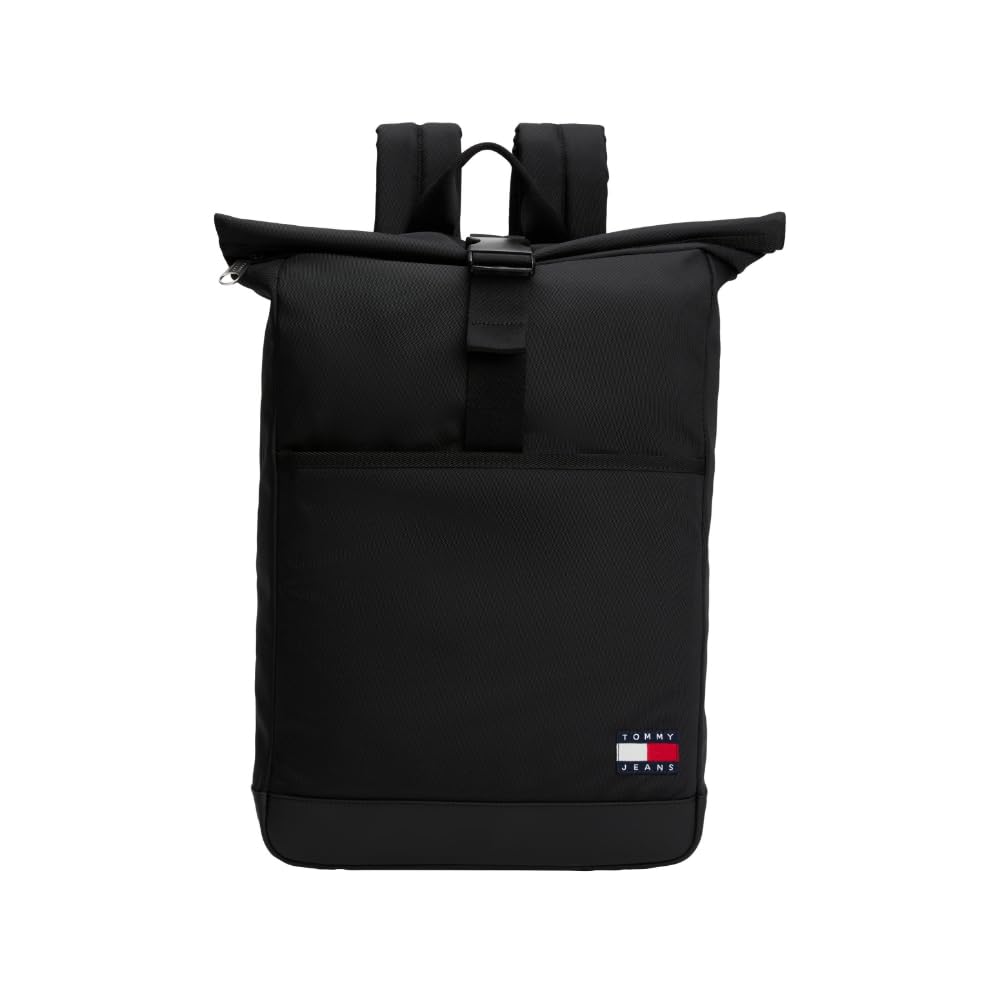 Tommy Jeans Mens Essential Daily Rolltop Backpack, Black