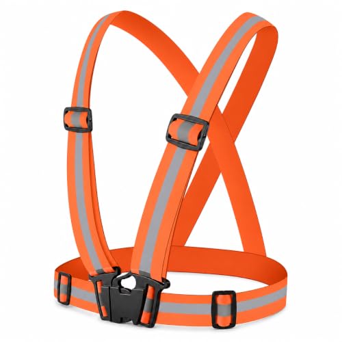 TARANDUS Orange Reflective Safety Vest - Adjustable High Visibility Harness for Running, Cycling & Work