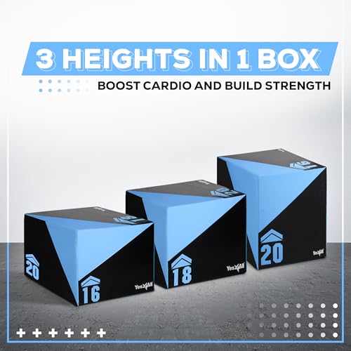 3-in-1 Foam Plyometric Jump Box - 20" x 18" x 16" - 27 lbs