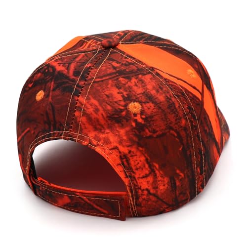 JUSOCC Deer Hunting Camouflage Hat - Medium Orange Camo, Adjustable Baseball Cap