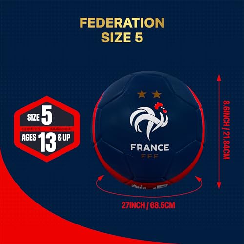 Official French Football Federation Soccer Ball - Size 5 Navy
