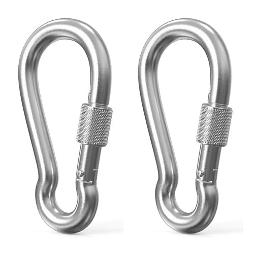 4-Inch Heavy Duty Stainless Steel Locking Carabiners - 2 Pack