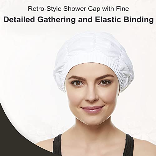 Women’s Shower Cap - Retro Bathing Swim Turban - White