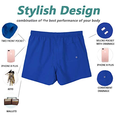 Men's Quick Dry Beach Shorts Swim Trunks with Mesh Lining - X-Large Acid Blue