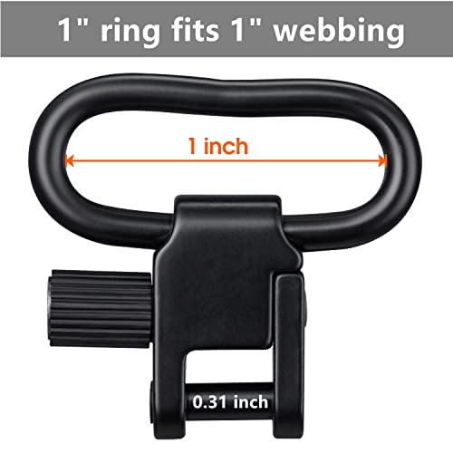 Sling Swivels 4-Pack - 1 Inch Two-Point Sling Attachment - Black