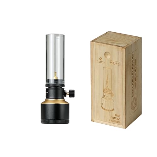 Campingmoon Gas Candle Lantern BKT-1D15 15g Refillable Tank with Wooden Case