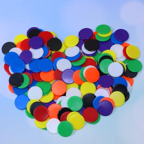 200PCS Small Plastic Counting Chips - 8 Colors, 0.6 Inch