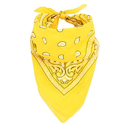 Multi-Purpose Cotton Bandana - Yellow Paisley Print Face Cover