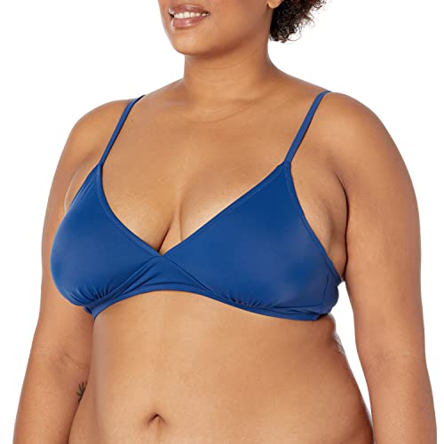 Light-Support Triangle Bikini Swimsuit Top - Adjustable Straps, Small Deep Blue