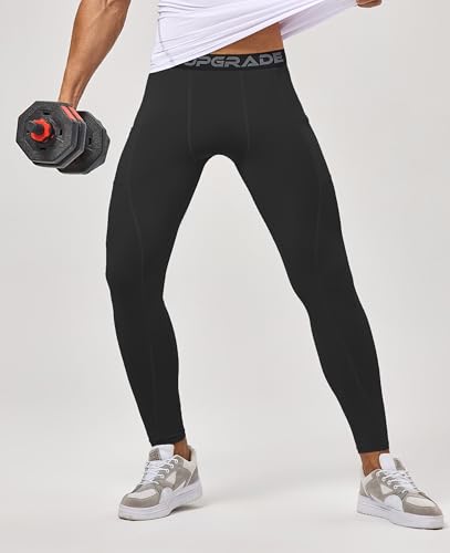 Men's Compression Workout Pants - Quick Dry Thermal Leggings - Black, XX-Large