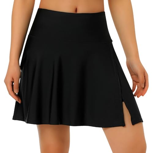 X-Large Black Women's 17” Long Swim Skirt Bathing Suit Bottoms Skort