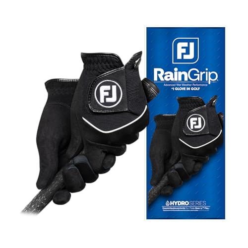 Men's RainGrip Golf Gloves - Black, Medium-Large, Pair