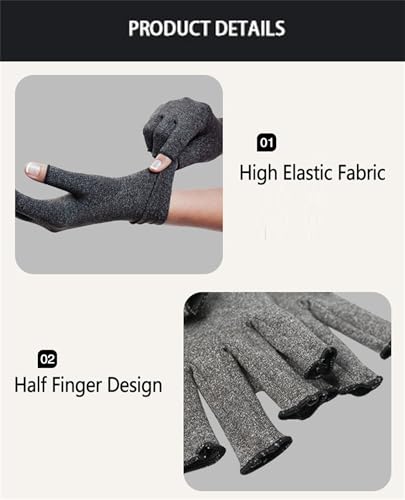 Premium Bamboo Gloves Fingerless Compression Wrap for Hand Pain and
