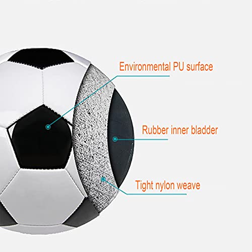 SPDTECH Soccer Ball Size 5 White Black with Pump & Needle Youth Game Practice Gift