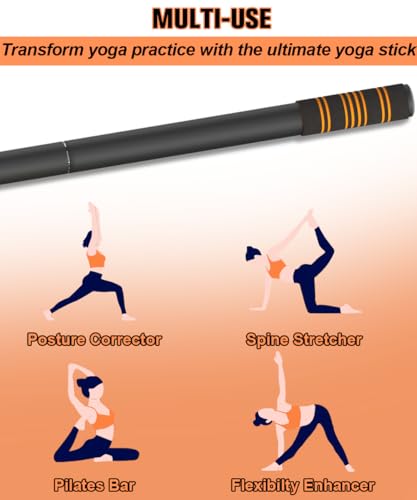 5ft Adjustable Yoga Stick - Heavy-Duty Steel, Foam Grips - Black