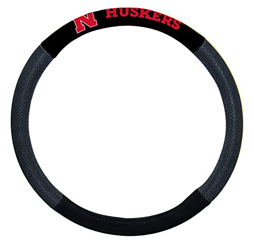 Poly-Suede Steering Wheel Cover - Nebraska Cornhuskers - Black