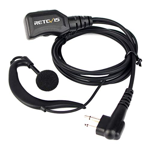 Retevis Walkie Talkie Earpiece with Mic - G-Type 2-Pin Volume Adjustable for Motorola Radios