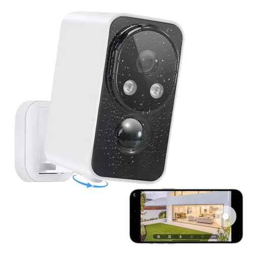 Security Cameras Wireless Outdoor, Pan Rotating 180¡Æ WiFi Cameras with 2K Color Night Vision Battery Powered Spotlight/Siren PIR Motion Detection 2-Way Talk Waterproof Cloud/SD Storage Cameras