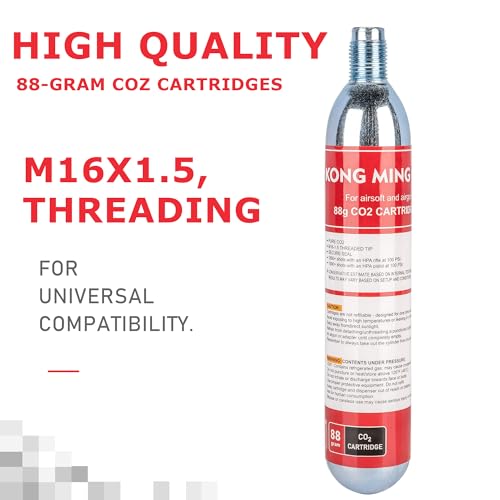 88g CO2 Cartridges - M16 x 1.5 Threaded - 2 Pack for Airsoft, Paintball, & BB Guns