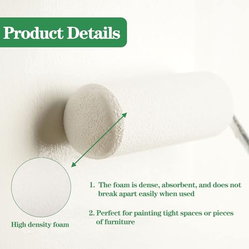 24 Pack Mini Paint Roller Covers,4 Inch Foam Paint Roller, High Density Foam Paint Roller, Small Paint Rollers for All Flat Surfaces, Suitable for Wall£¬Kitchen Cabinets, Doors, Tables, Etc