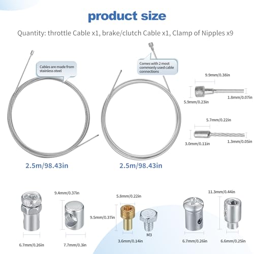 Universal Motorcycle Throttle Clutch Brake Cable Repair Kit - 8.2ft