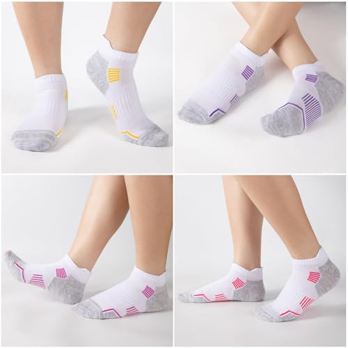 Womens Cotton Ankle Socks 7 Pack - Cushioned Athletic Multicolor
