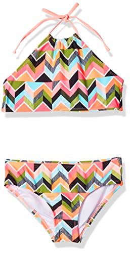 Kanu Surf Girls Mahina UPF 50+ Beach Sport Halter Bikini 2-Piece Swimsuit Ruby Multi Chevron