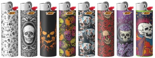 BIC Special Edition Skulls Series Maxi Pocket Lighters Set of 8 - Child-Resistant