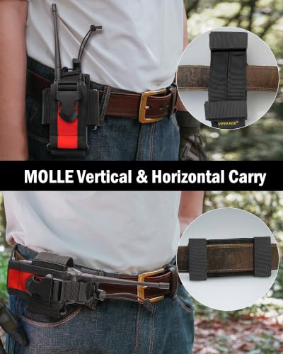 VIPERADE Black+Red MOLLE Radio Holster for Two-Way Radios Walkie Talkies
