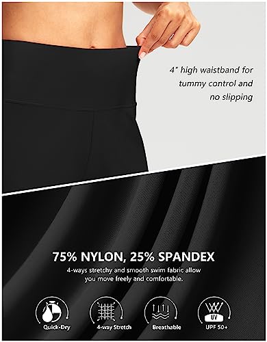 Women's 7" High Waisted Swim Board Shorts - Quick Dry with Pockets