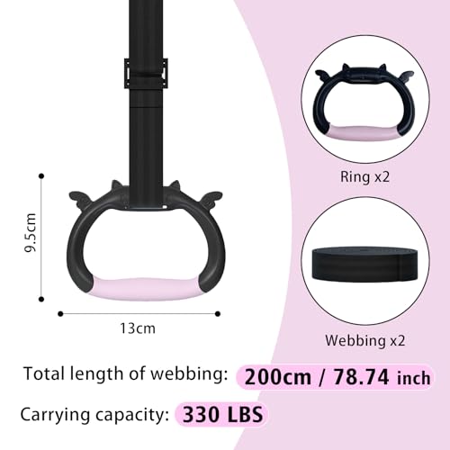 Adjustable Gymnastics Rings for Children - Pink Strength Training