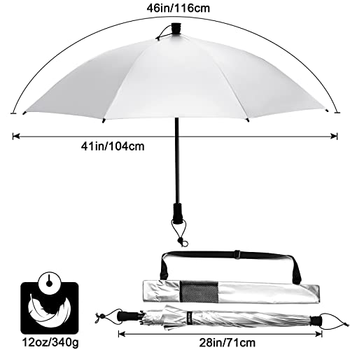 G4Free 46-Inch Large Ultralight Hiking Umbrella with Silver UV Reflective Coating - Black/Silver
