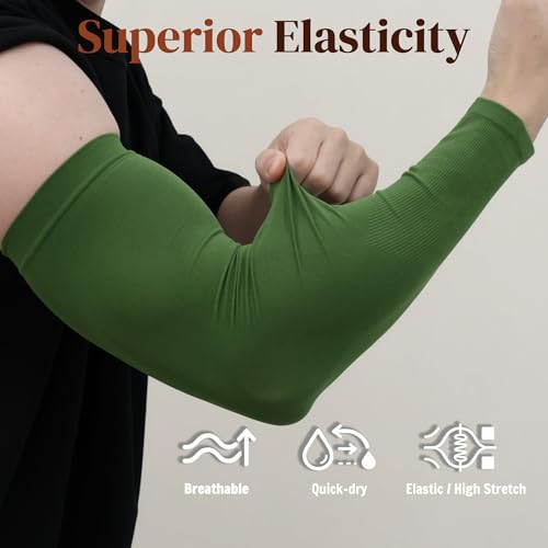 Large Cooling Compression Arm Sleeves for Men & Women - All Black