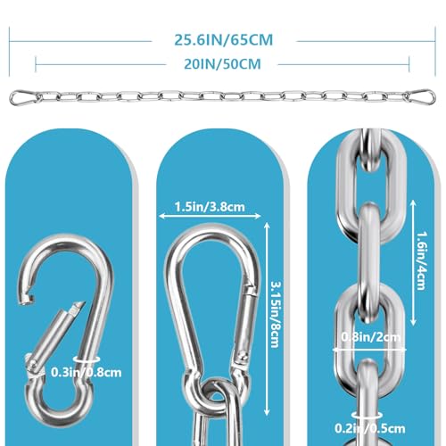 Heavy Duty Stainless Steel Chain with 2 Carabiners - 20" Length