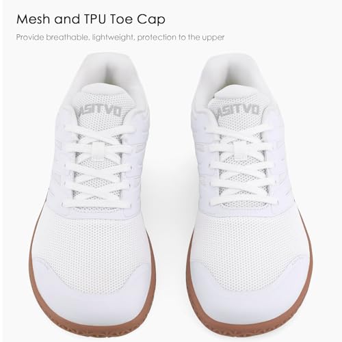 ASITVO Wide Men's Barefoot Zero Drop Sole Minimalist Sneakers Walking Shoes - White Oxford, 10 Wide