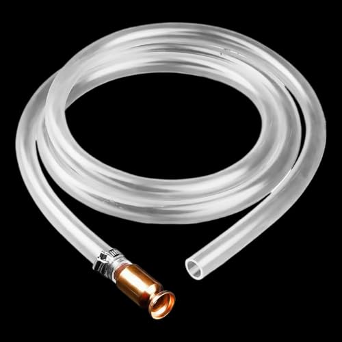 Shaker Siphon Hose for Fuel Transfer Pump 1/2'' Copper Valve Syphon Hose Gas Siphon Pump for Gasoline, Oil, Diesel, Water, Liquid Self Priming Shaker Siphon Hand Pump Tube (6 feet)